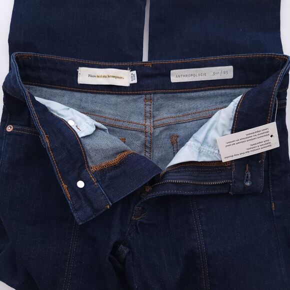 Pilcro and The Letterpress Athropologie Solid Blue Denim Cropped Jeans Womens 25 - Picture 10 of 12